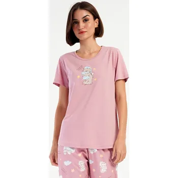 Dámské noční prádlo Vienetta Dámské pyžamo kapri Méďa s polštářem Barva: Růžová, Velikost: 2XL