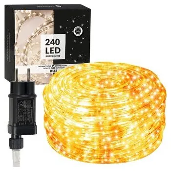 Vánoční dekorace SPRINGOS LED světelná hadice 10m, 240LED, 8 funkcí, paměť, IP44, teplá bílá