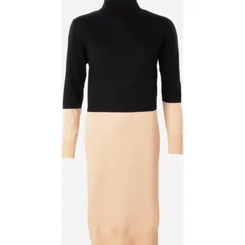 Dámské šaty Dámské šaty Merino TRK rolák dvoubarevné Černá-béžová XS