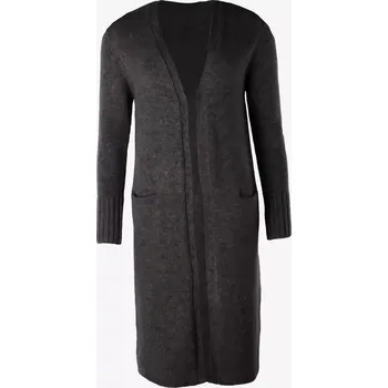 Dámský svetr Dámský vlněný dlouhý kardigan Lambswool XS-S Černá