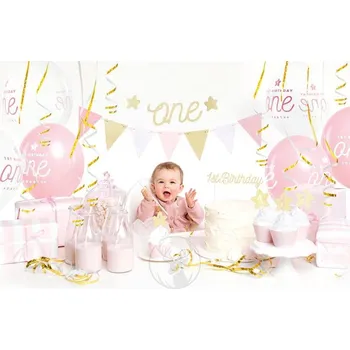 Balónek Balónky + sada párty dekorací - 1 rok zlatý