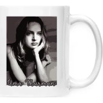 Hrnek malý bílý s potiskem Uma Thurman
