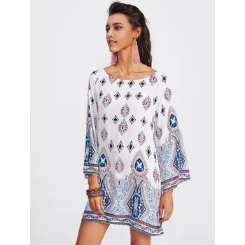 Dámské šaty LM moda A Letní šaty krátké bílé se vzorem 1002 Velikost: S/36