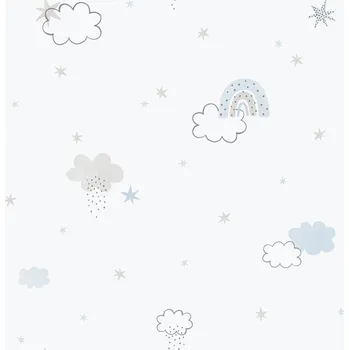 Tapeta ICH Wallcoverings Dětská vliesová tapeta na zeď, modrá, mráčky, 288-2, Enzo, ICH Wallcoverings, velikost 10,05 x 0,53 m