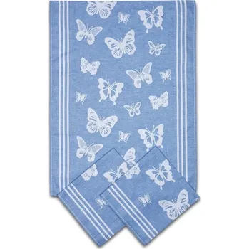 Utěrka Sada utěrek - Motýlci - modré