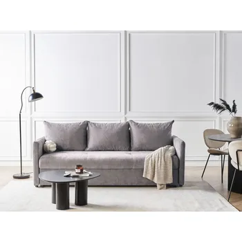 Pohovka Rozkládací pohovka taupe látka čalouněná 3místná s polštáři moderní obývací pokoj Beliani