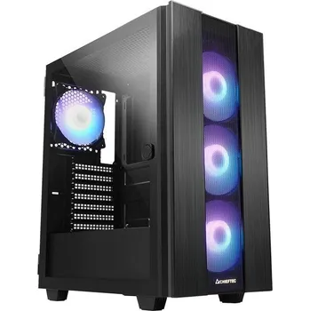 PC skříň CHIEFTEC skříň HUNTER 2, ATX, 1x USB-C, 1x USB 3.1, 4x 120mm ARGB Fan, ARGB Hub, černá