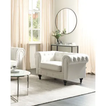 Křeslo Čalouněné křeslo krémově bílé v klasickém stylu moderní nábytek do obývacího pokoje Beliani