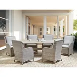 Zahradní ratanová jídelní souprava pro 6 osob béžová moderní venkovní sestava Beliani