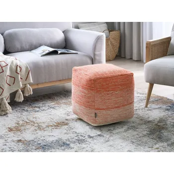 Taburet puf oranžový Bavlněný 40 x 40 cm čtvercový ombre boho Beliani