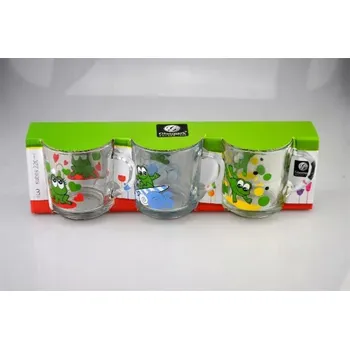 Hrnek 220 ml dekor ŽABKY 3 ks sklo