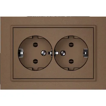 Elektrická zásuvka Dvojitá zásuvka VILMA QR1000, barva moka