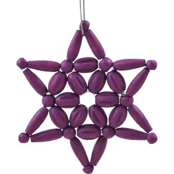 Vánoční ozdoba Dřevěná hvězda fialová