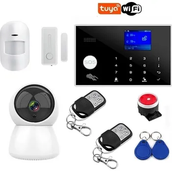 Sada domovního alarmu Wi-Fi GSM alarm systém TUYA W7B (1+1) P3 (český jazyk) s WiFi kamerou TUYA