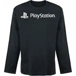 Pánské triko s dlouhým rukávem Playstation: White Logo (XL) černá bavlna