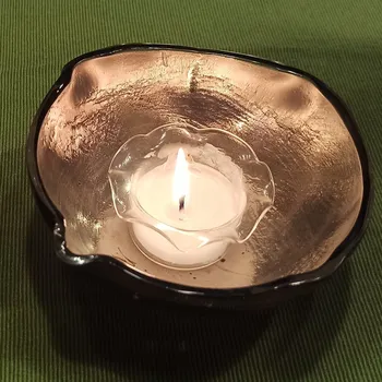 Svícen Luxusní skleněný svícen - stříbrný