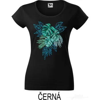Dámské tričko Dámské tričko hlubší výstřih, Monstera nejen v pokoji Barva: Černá, Velikost: M