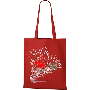 DOBRÝ TRIKO Bavlněná taška s potiskem Santa na motorce Barva: Červená