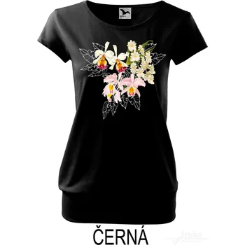Dámské tričko Dámské tričko volný střih, Tajemství orchidejí Barva: Černá, Velikost: XL