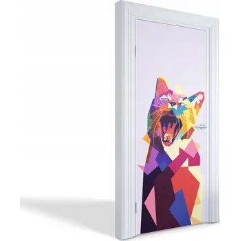 Fototapeta Samolepka na dveře do obýváku kuchyně ložnice Barevná řvoucí kočka 95x205 cm