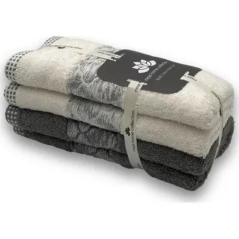 Ručník BIANCA ručník 50x 100 cm , SET krémový a šedý s bordurou