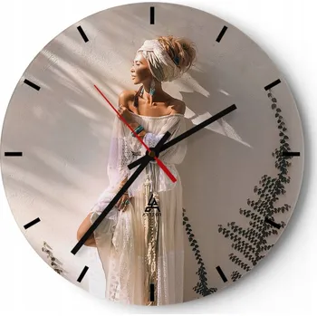 Hodiny Nástěnné hodiny do kuchyně 30x30 Žena Skleněné hodiny do obýváku Loft Tiché