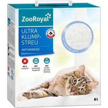 Podestýlka pro kočku ZooRoyal Ultra hrudkující kočkolit s čerstvou vůní přírodně bílý 6 l