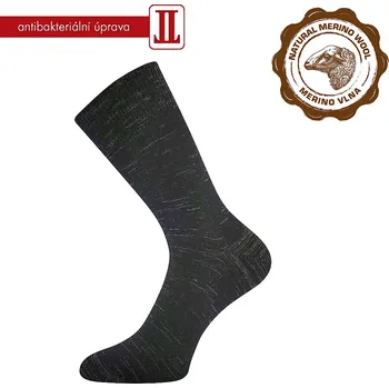 Pánské ponožky Ponožky KlimaX Lonka s merino vlnou šedočerný melír antibakteriální velikosti ponožek: 29-30,5 ( EUR vel. 43-46)