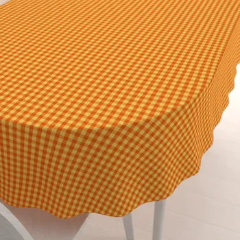 ubrus Bavlněný oválný ubrus Olivia OL-006 Oranžovo-žlutá kostka malá 100x140 cm