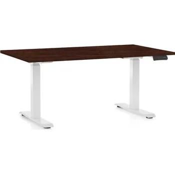 Psací stůl Výškově nastavitelný stůl OfficeTech D, 120 x 80 cm, bílá podnož, wenge