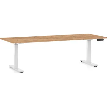 Psací stůl Výškově nastavitelný stůl OfficeTech C, 200 x 80 cm, bílá podnož, dub kraft