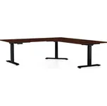 Výškově nastavitelný stůl OfficeTech Angle, 180 x 200 cm, černá podnož, wenge