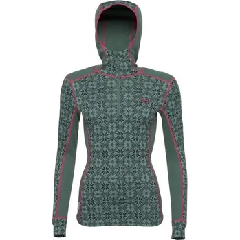 Dámské tričko Dámské merino triko s dlouhým rukávem KARI TRAA ROSE XS Tmavě zelená, Růžová