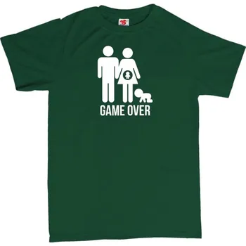 Svatební dekorace Game over rodina - pánské tričko s potiskem XXL černá - black Bílá - 401