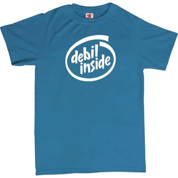 Žertovný předmět Debil Inside - pánské tričko s potiskem XL oranžová - orange Černá - 402