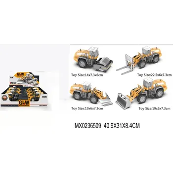 autíčko Hračky Stavební kolový stroj 1:55, více verzí: nakladač štěrku, válec, pluh nebo paletový nakladač