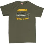 Candát - tričko s pánským potiskem M zelená - olive Žlutá - 418