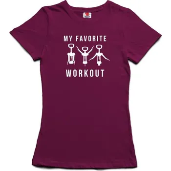 Žertovný předmět My favorite workout - dámské tričko s potiskem M žlutá - yellow Červená - 408