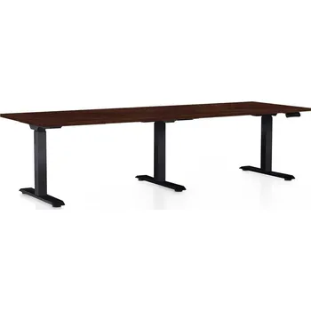 Psací stůl Výškově nastavitelný stůl OfficeTech Long, 240 x 80 cm, černá podnož, wenge