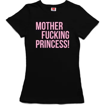 Žertovný předmět Mother fucking princess! - dámské tričko s potiskem S černá - black Žlutá - 418