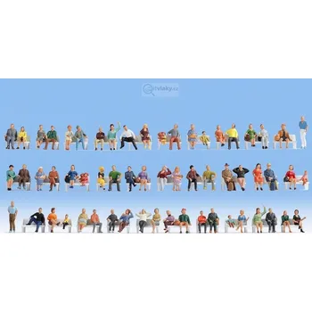 Modelová železnice N - Mega set 60 sedících figurek / NOCH 38402