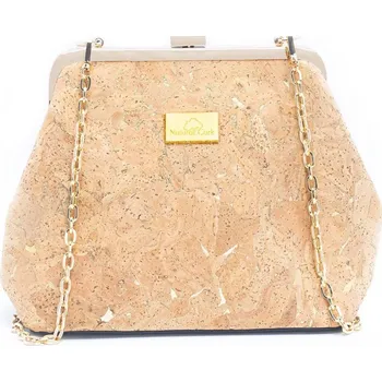 Kabelka Retro korková kabelka s kovovým zapínáním a řetízkem