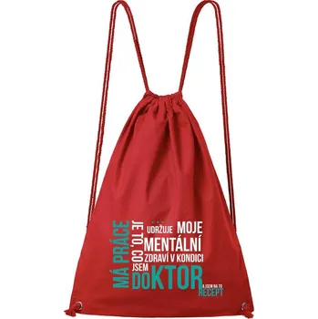 DOBRÝ TRIKO Bavlněný batoh Má práce doktor Barva: Červená