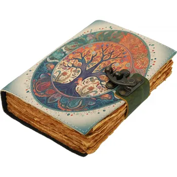 Leather Journals Kožený deník s UV potiskem „Mystický strom života“ - Outlet