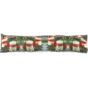 Dekorativní polštářek Forbyt Vánoční dekorační svítící polštářek 18 x 85 cm, CYHA6648 bílé svíčky/červené baňky