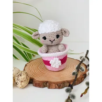 Velikonoční dekorace BRIMOON Ovečka v košíku 11 cm