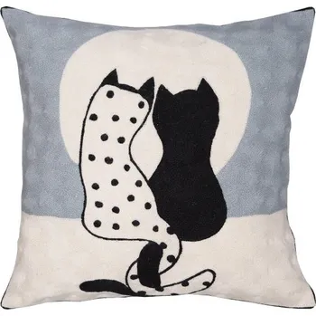 Polštář SCANquilt povlak ART WOOL lovely cats smetanovočerná 45 x 45 cm