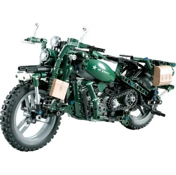 RC model auta DOUBLE E CADA CaDA stavebnice vojenský motocykl 1:8 s elektrickým pohonem, 550 díllů (C51025)