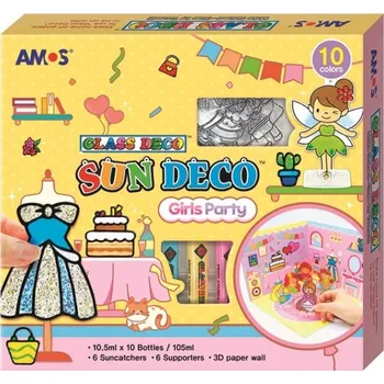 Speciální výtvarná barva Barvy na sklo sada 10 barev 10,5 ml + 6 sklíček DÍVČÍ PÁRTY, 3D KULISY