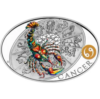 Stříbrná medaile ovál Znamení zvěrokruhu - Rak proof
